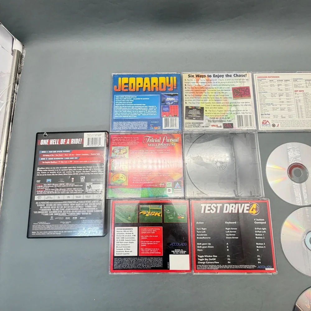 Vintage PC CD-ROM Game Lot Pac-Pack NHL 98 Test Drive Jeopardy Untested